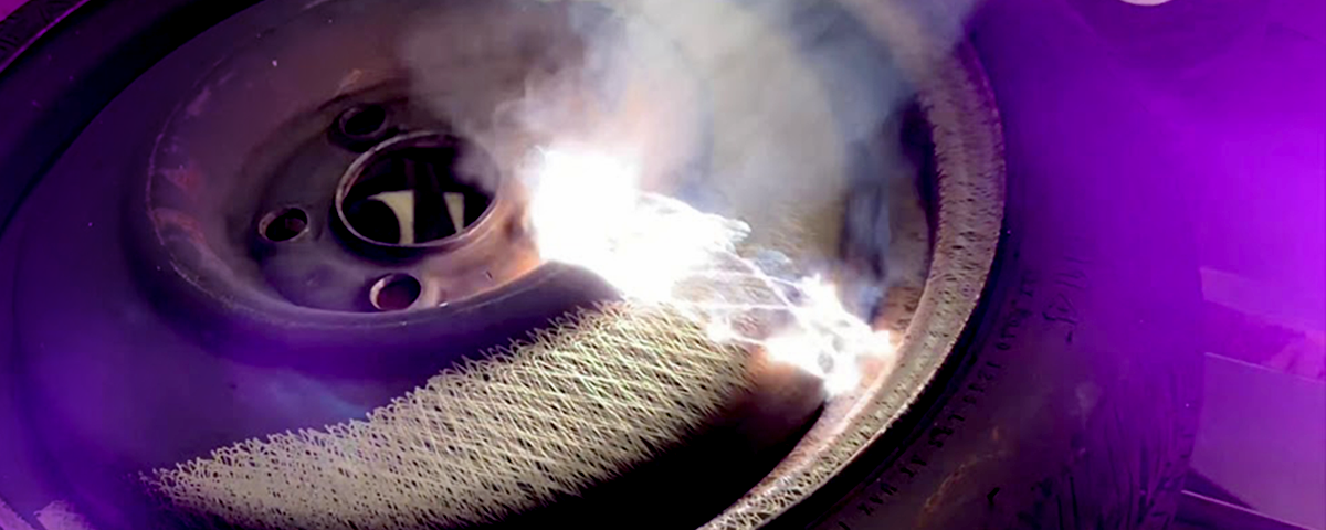 CleanTech laser removing rust from steel wheelwheel
