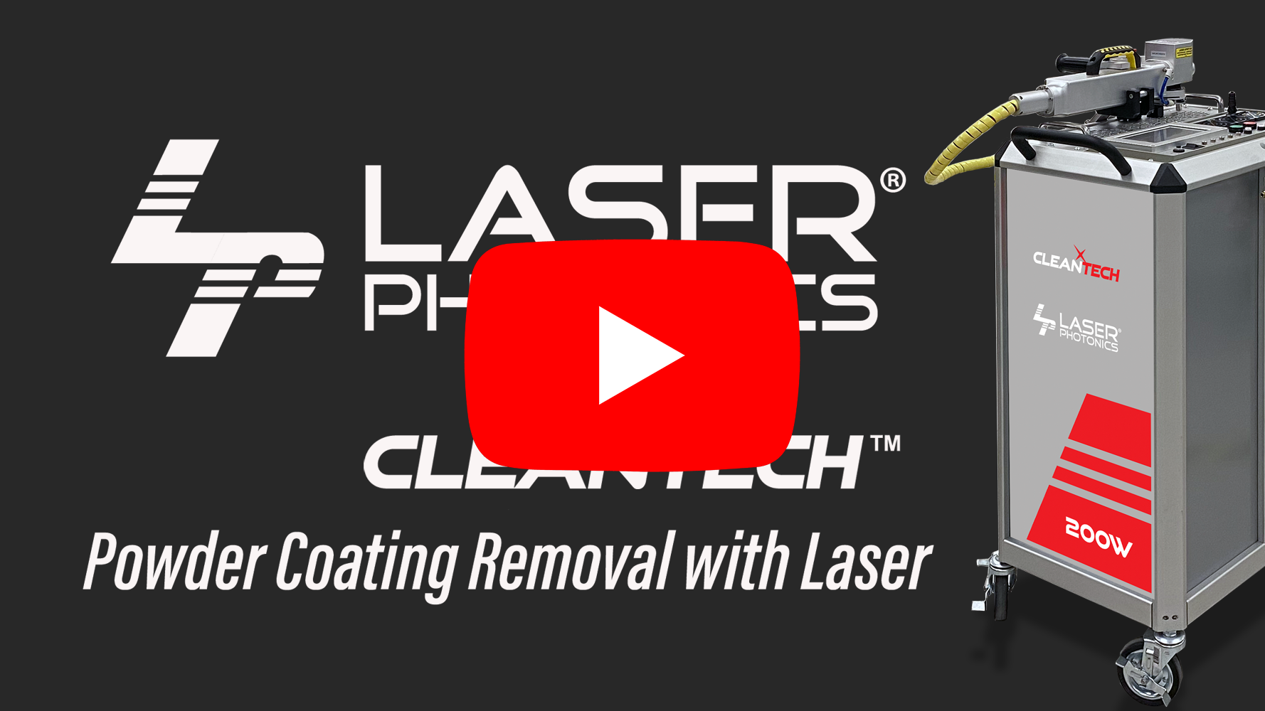Click to play video demonstrating CleanTech laser removing powder coating from steel plate